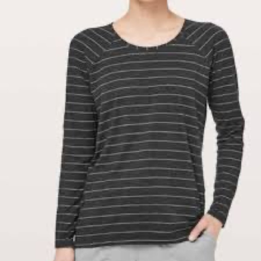 Lululemon emerald striped long sleeve top
